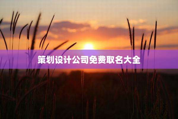 策划设计公司免费取名大全