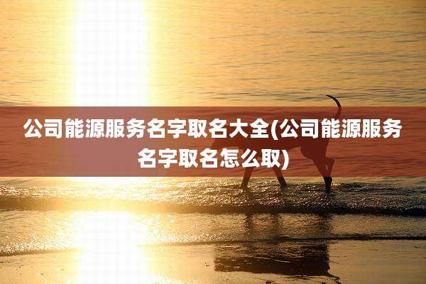 公司能源服务名字取名大全(公司能源服务名字取名怎么取)