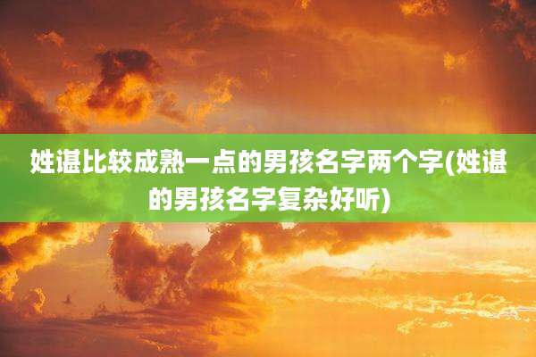 姓谌比较成熟一点的男孩名字两个字(姓谌的男孩名字复杂好听)