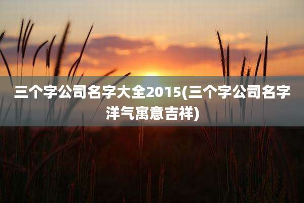 三个字公司名字大全2015(三个字公司名字洋气寓意吉祥)