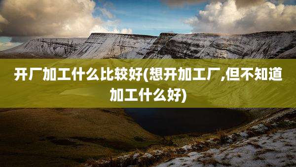 开厂加工什么比较好(想开加工厂,但不知道加工什么好)