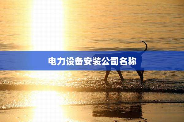 电力设备安装公司名称
