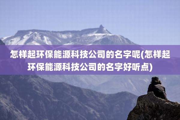 怎样起环保能源科技公司的名字呢(怎样起环保能源科技公司的名字好听点)