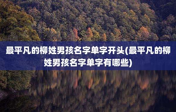 最平凡的柳姓男孩名字单字开头(最平凡的柳姓男孩名字单字有哪些)