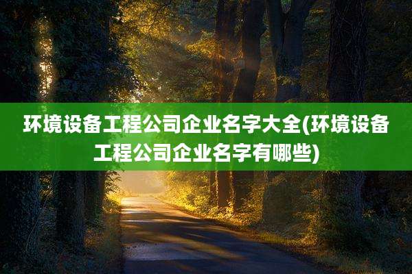 环境设备工程公司企业名字大全(环境设备工程公司企业名字有哪些)