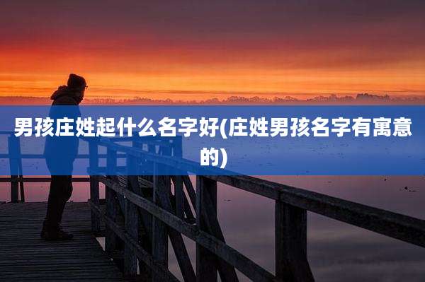 男孩庄姓起什么名字好(庄姓男孩名字有寓意的)