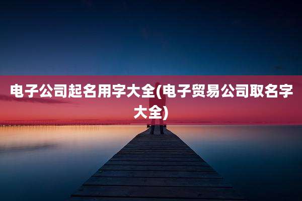 电子公司起名用字大全(电子贸易公司取名字大全)