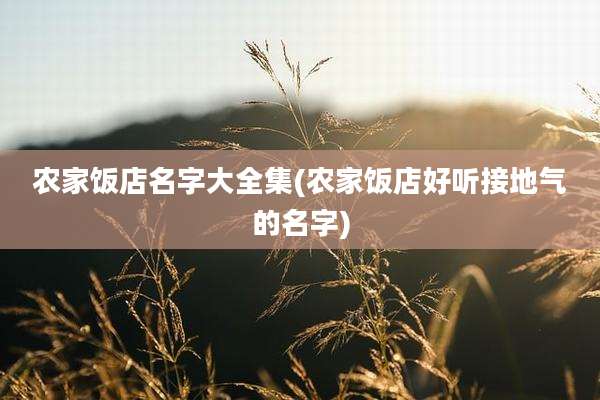 农家饭店名字大全集(农家饭店好听接地气的名字)