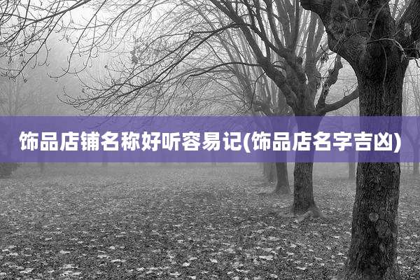 饰品店铺名称好听容易记(饰品店名字吉凶)