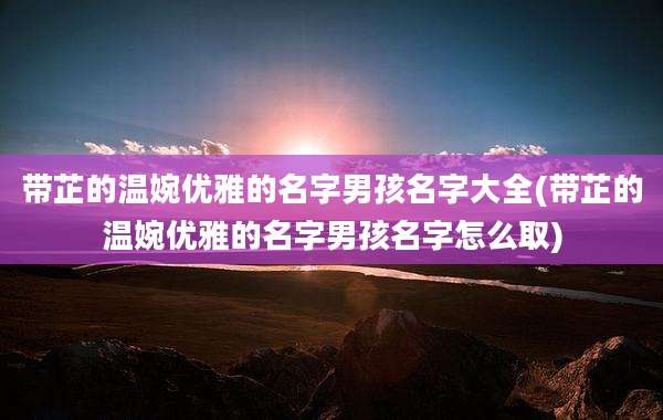 带芷的温婉优雅的名字男孩名字大全(带芷的温婉优雅的名字男孩名字怎么取)