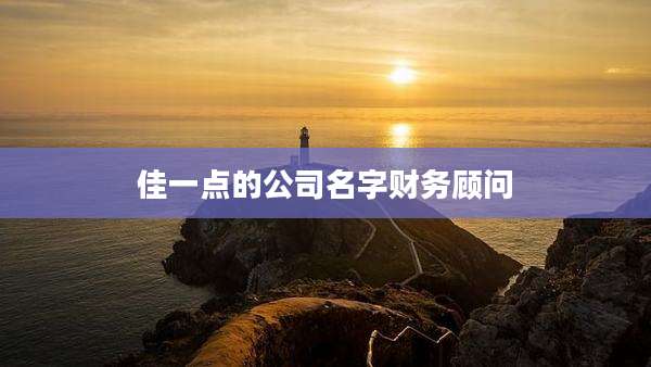 佳一点的公司名字财务顾问