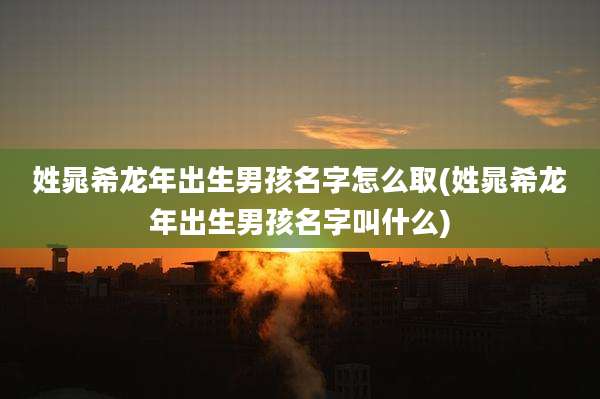 姓晁希龙年出生男孩名字怎么取(姓晁希龙年出生男孩名字叫什么)