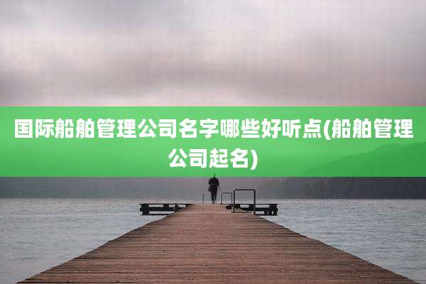 国际船舶管理公司名字哪些好听点(船舶管理公司起名)
