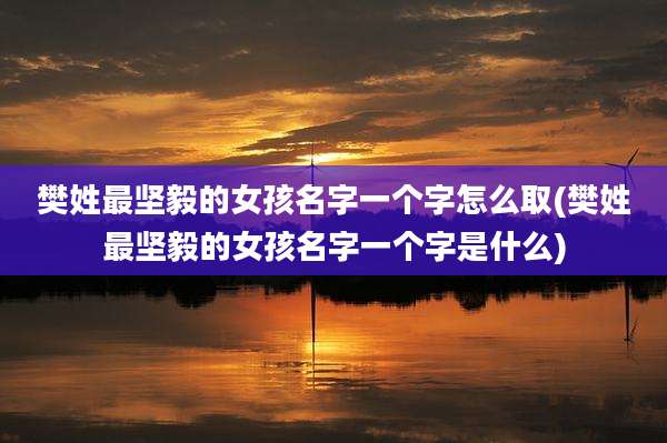 樊姓最坚毅的女孩名字一个字怎么取(樊姓最坚毅的女孩名字一个字是什么)