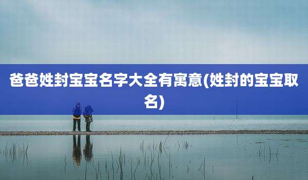 爸爸姓封宝宝名字大全有寓意(姓封的宝宝取名)
