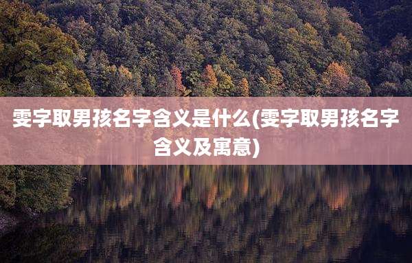 雯字取男孩名字含义是什么(雯字取男孩名字含义及寓意)