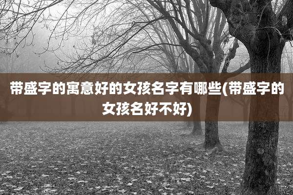 带盛字的寓意好的女孩名字有哪些(带盛字的女孩名好不好)