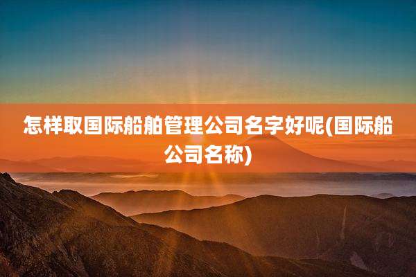 怎样取国际船舶管理公司名字好呢(国际船公司名称)
