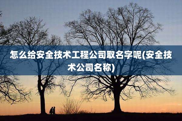 怎么给安全技术工程公司取名字呢(安全技术公司名称)