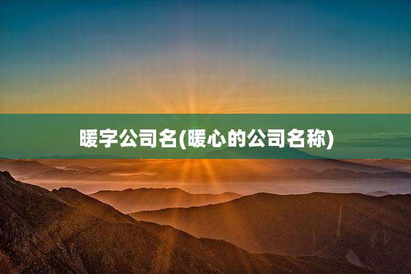 暖字公司名(暖心的公司名称)