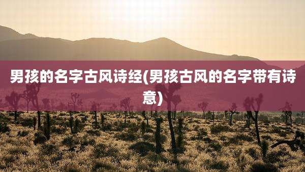 男孩的名字古风诗经(男孩古风的名字带有诗意)
