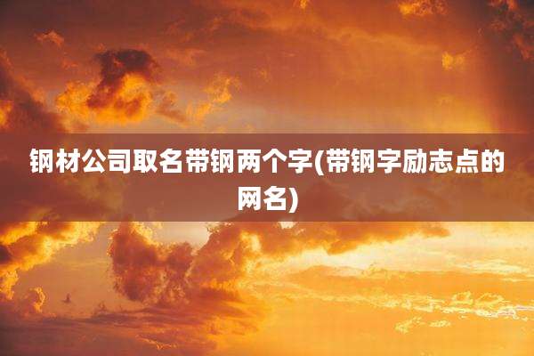 钢材公司取名带钢两个字(带钢字励志点的网名)