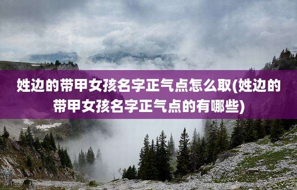 姓边的带甲女孩名字正气点怎么取(姓边的带甲女孩名字正气点的有哪些)