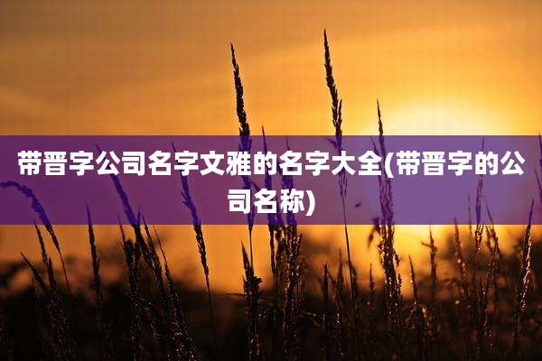 带晋字公司名字文雅的名字大全(带晋字的公司名称)