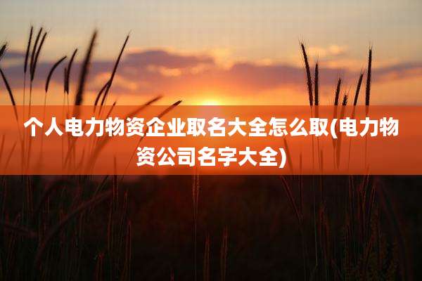 个人电力物资企业取名大全怎么取(电力物资公司名字大全)