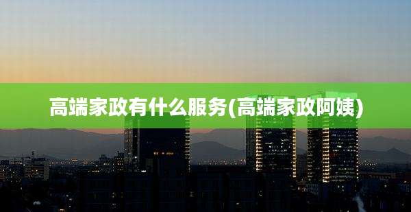 高端家政有什么服务(高端家政阿姨)
