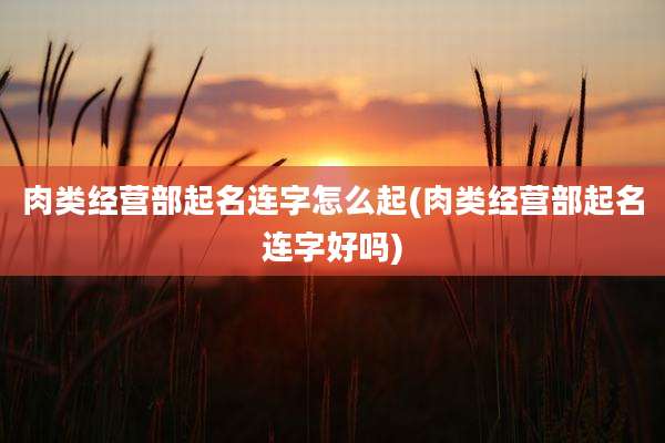 肉类经营部起名连字怎么起(肉类经营部起名连字好吗)