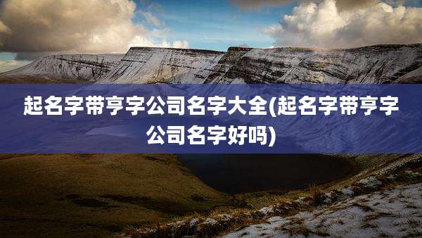 起名字带亨字公司名字大全(起名字带亨字公司名字好吗)