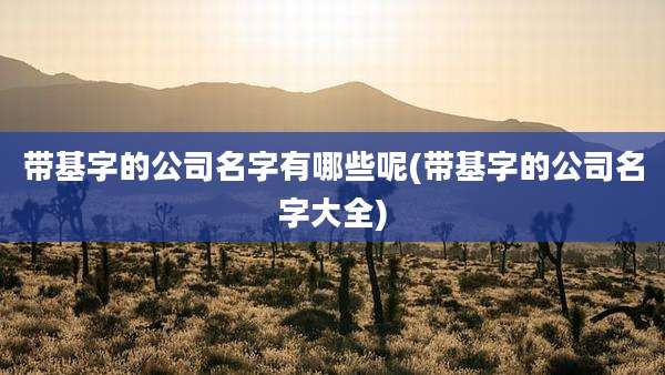 带基字的公司名字有哪些呢(带基字的公司名字大全)