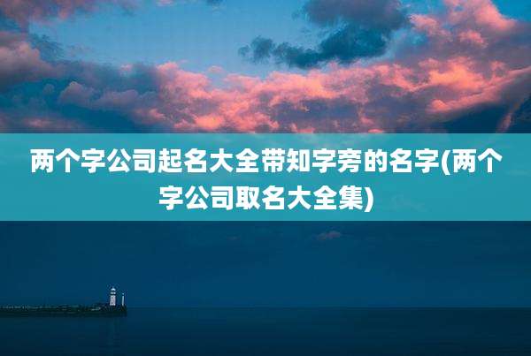 两个字公司起名大全带知字旁的名字(两个字公司取名大全集)