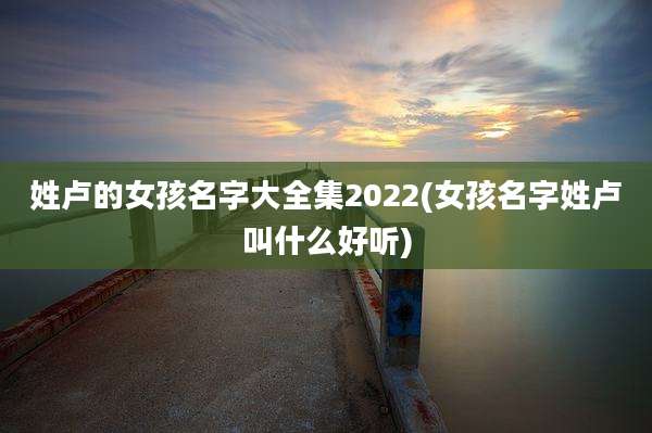 姓卢的女孩名字大全集2022(女孩名字姓卢叫什么好听)