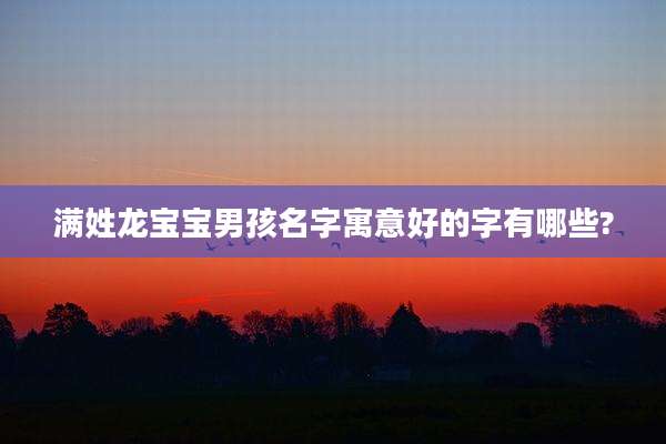 满姓龙宝宝男孩名字寓意好的字有哪些?