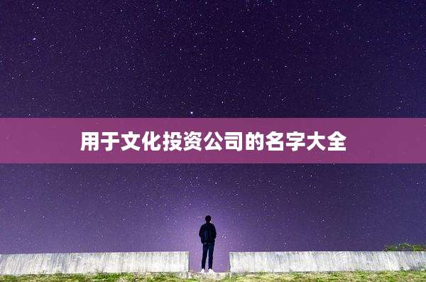 用于文化投资公司的名字大全