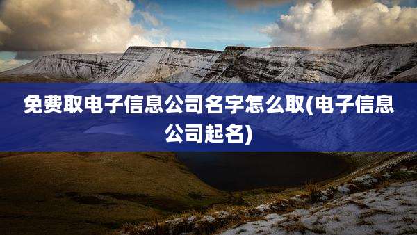 免费取电子信息公司名字怎么取(电子信息公司起名)