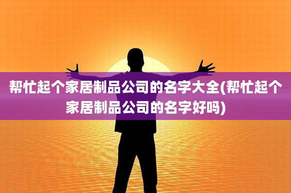 帮忙起个家居制品公司的名字大全(帮忙起个家居制品公司的名字好吗)