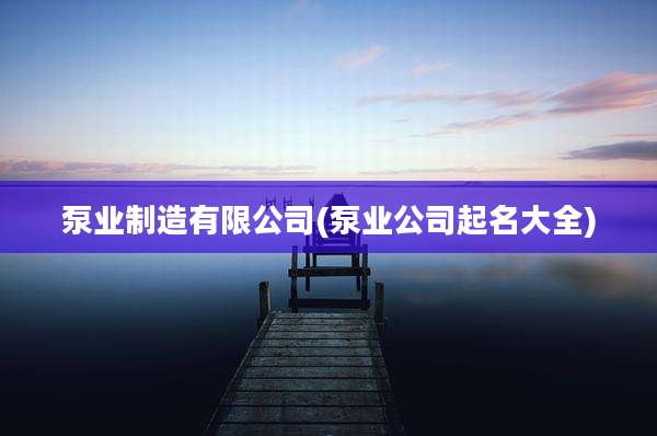 泵业制造有限公司(泵业公司起名大全)