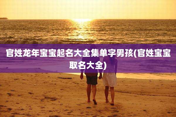 官姓龙年宝宝起名大全集单字男孩(官姓宝宝取名大全)