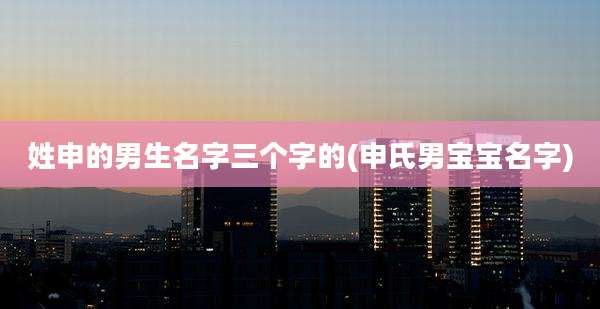 姓申的男生名字三个字的(申氏男宝宝名字)
