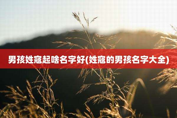 男孩姓寇起啥名字好(姓寇的男孩名字大全)