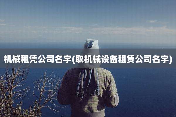 机械租凭公司名字(取机械设备租赁公司名字)