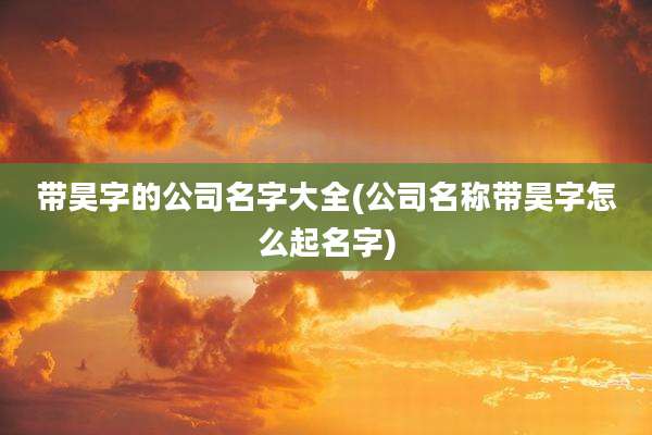 带昊字的公司名字大全(公司名称带昊字怎么起名字)