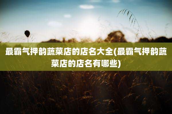 最霸气押韵蔬菜店的店名大全(最霸气押韵蔬菜店的店名有哪些)
