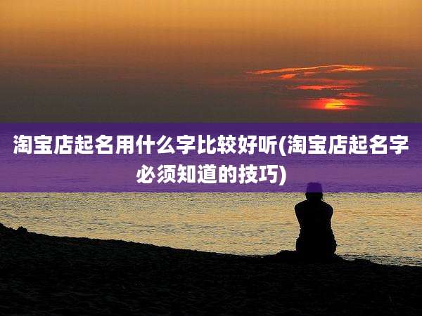 淘宝店起名用什么字比较好听(淘宝店起名字必须知道的技巧)
