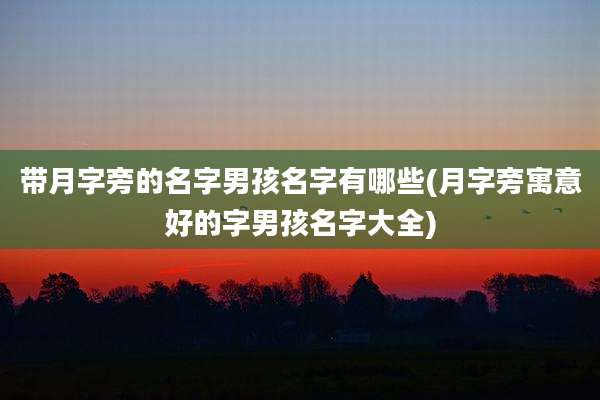 带月字旁的名字男孩名字有哪些(月字旁寓意好的字男孩名字大全)