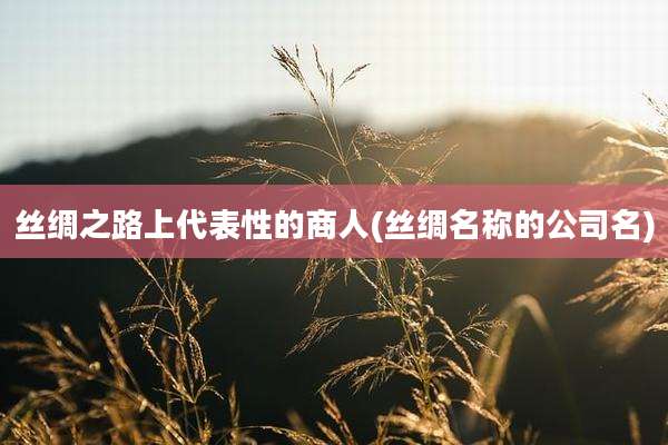 丝绸之路上代表性的商人(丝绸名称的公司名)