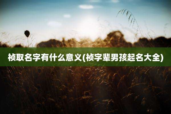 祯取名字有什么意义(祯字辈男孩起名大全)
